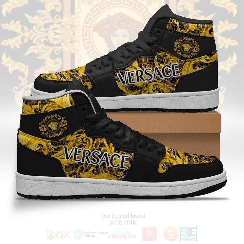 Versace Black Air Jordan High Top Shoes