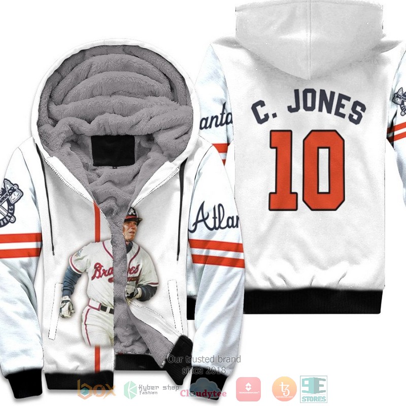 MLB Atlanta Braves Chipper Jones 10 White fleece hoodie