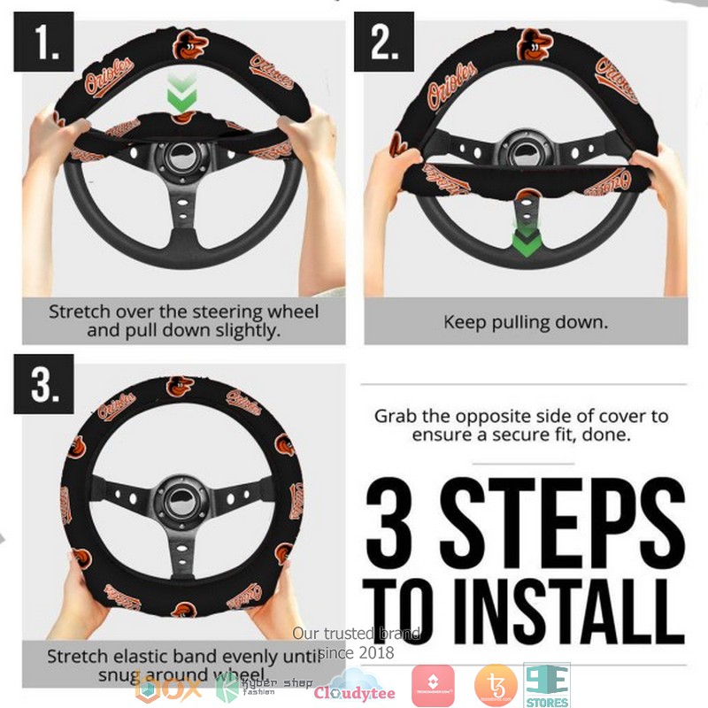 MLB Baltimore Orioles Black Steering wheel 4 MLB Baltimore Orioles Black Steering wheel 1 2 3