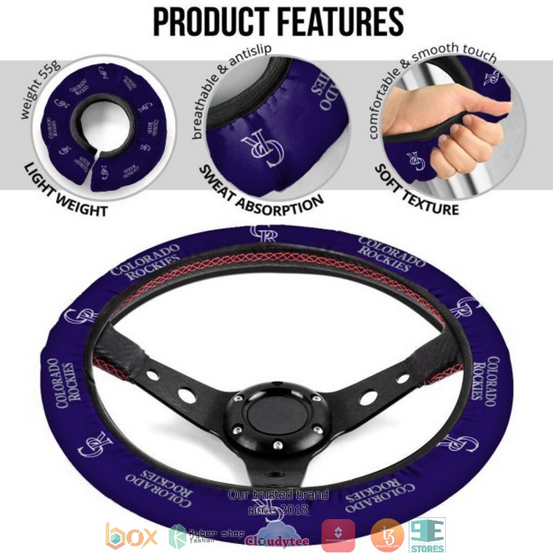 MLB Colorado Rockies Blue Steering wheel 5 MLB Colorado Rockies Blue Steering wheel 1 2 3 4