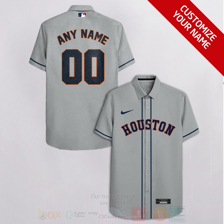 MLB Houston Astros Personalized Grey Hawaiian Shirt