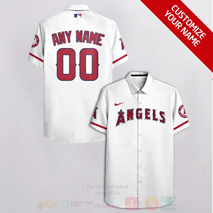 MLB Los Angeles Angels Personalized White Hawaiian Shirt
