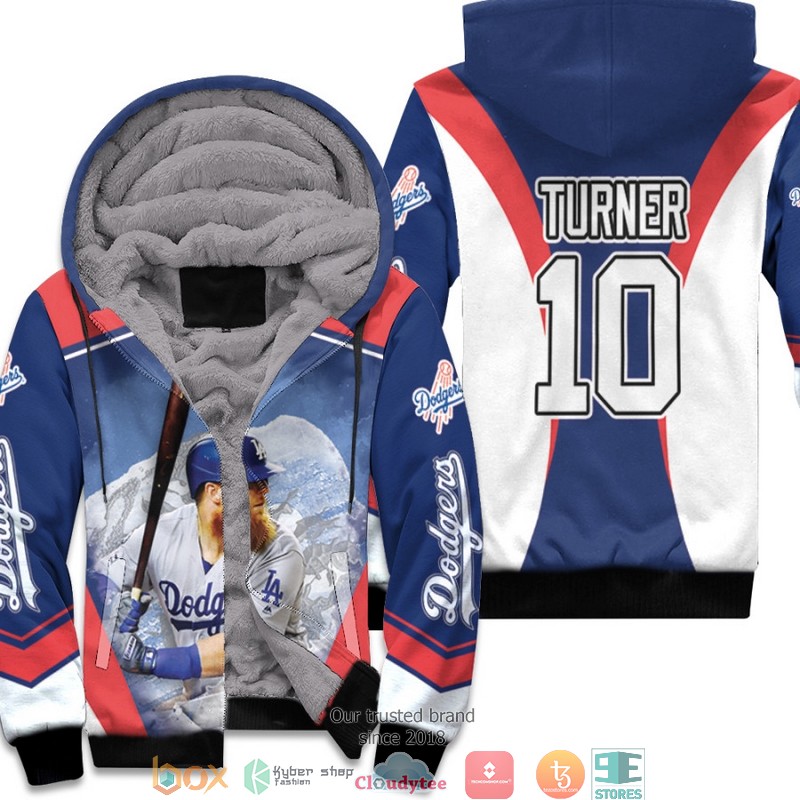 MLB Los Angeles Dodgers Justin Turner 10 Team Blue 3d Fleece Hoodie 3 MLB Los Angeles Dodgers Justin Turner 10 Team Blue 3d Fleece Hoodie
