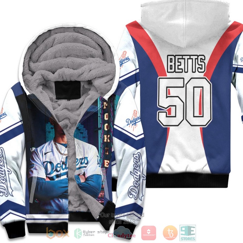MLB Los Angeles Dodgers Mookie Betts 50 White Fleece Hoodie