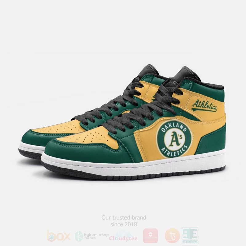 MLB Oakland Athletics Air Jordan 1 High Top Shoes 1