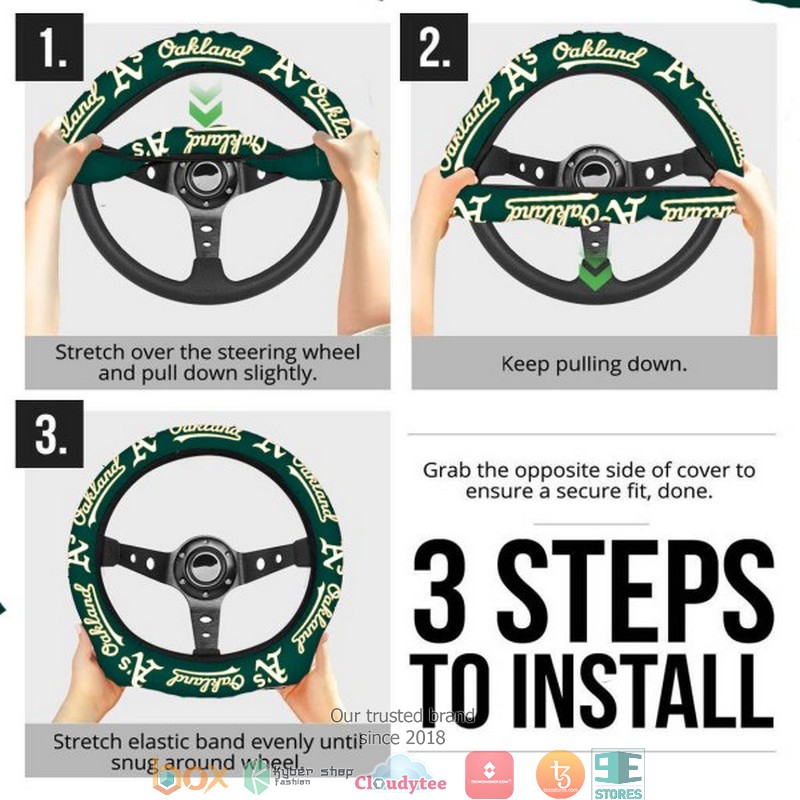 MLB Oakland Athletics Green Steering wheel 4 MLB Oakland Athletics Green Steering wheel 1 2 3