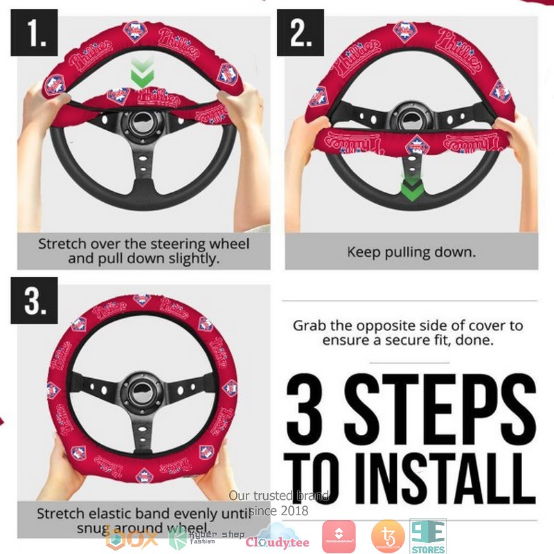 MLB Philadelphia Phillies Red Steering wheel 4 MLB Philadelphia Phillies Red Steering wheel 1 2 3