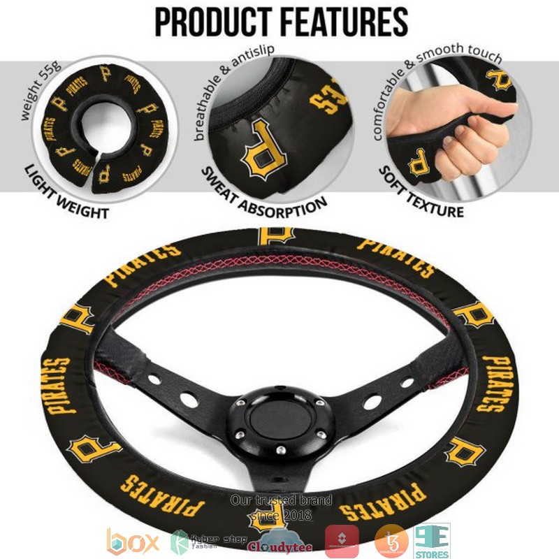 MLB Pittsburgh Pirates Black Steering wheel 5 MLB Pittsburgh Pirates Black Steering wheel 1 2 3 4