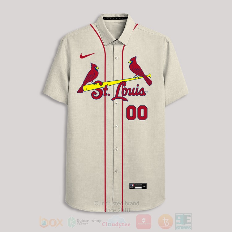 BEST MLB St Louis Cardinals Personalized Cream Hawaiian Shirt Tropical 2 MLB St Louis Cardinals Personalized Cream Hawaiian Shirt 1
