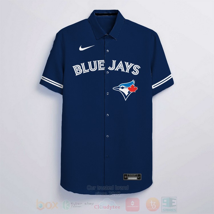 BEST MLB Toronto Blue Jays Personalized Navy Hawaiian Shirt Tropical 2 MLB Toronto Blue Jays Personalized Navy Hawaiian Shirt 1