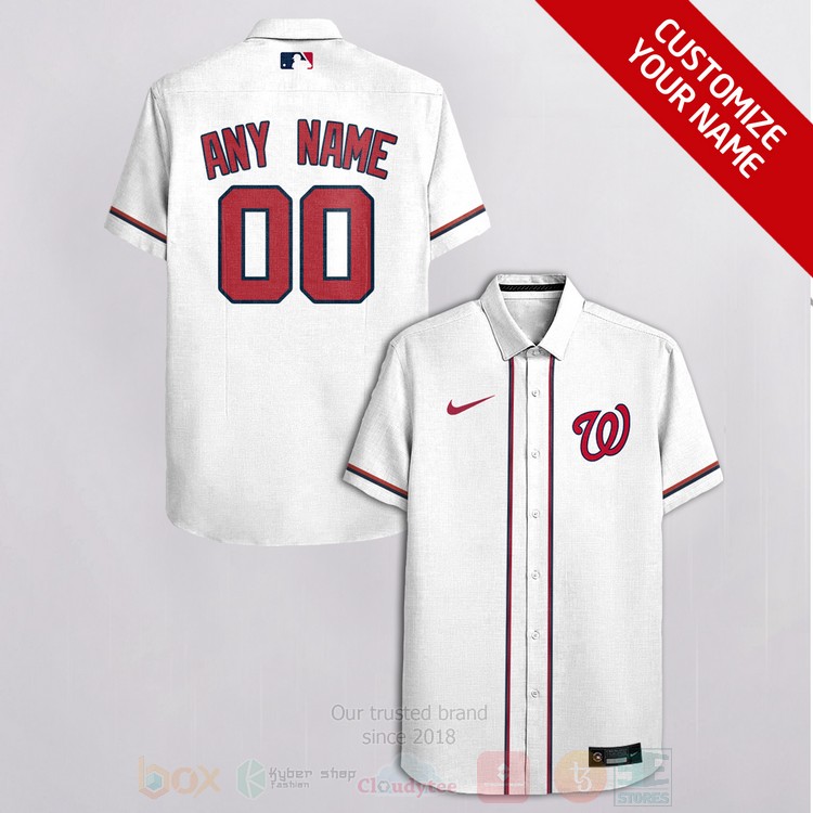 BEST MLB Washington Nationals Personalized White Hawaiian Shirt Tropical 1 MLB Washington Nationals Personalized White Hawaiian Shirt