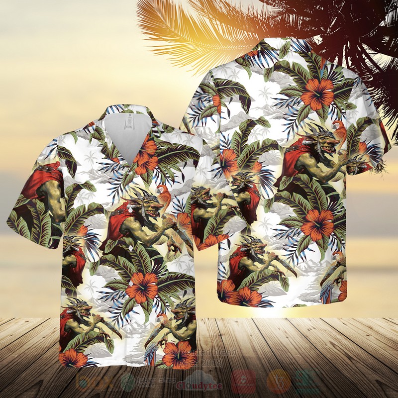 Magic The Gathering Krenko Mob Boss White Green Hawaiian Shirt