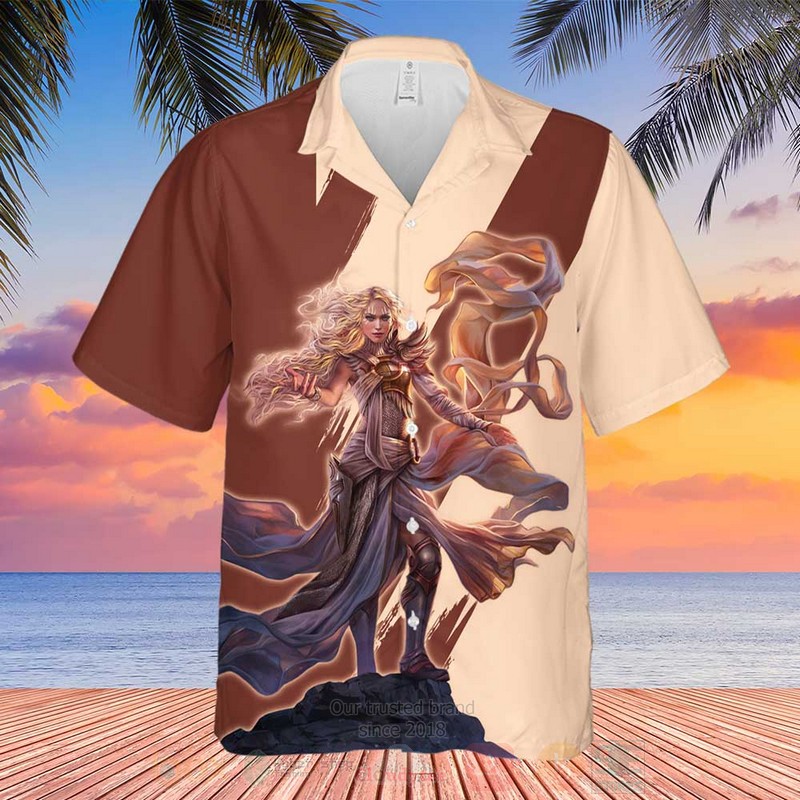 Magic The Gathering Serra Angel Brown Hawaiian Shirt