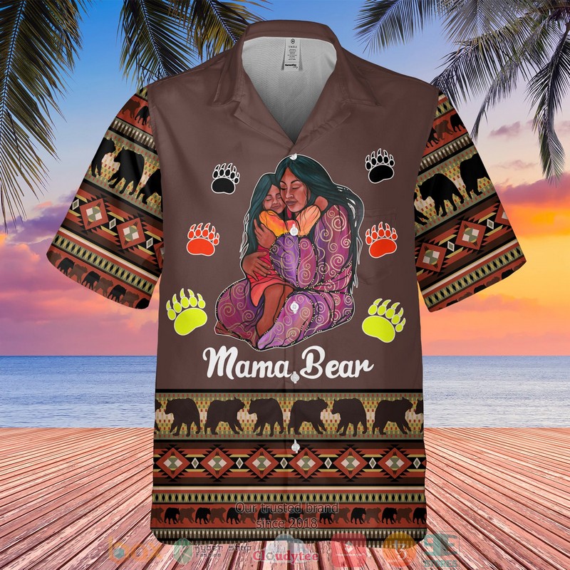 Mama bear Native Pattern brown Hawaiian Shirt