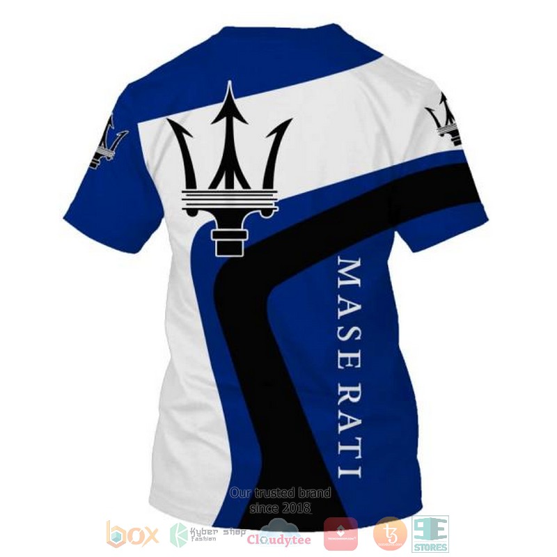 Maserati company logo blue white 3D shirt hoodie 1 2 3 4 5 6 7