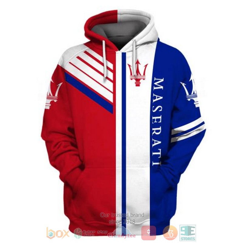 NEW Maserati company red blue 3D shirt, hoodie 3 Maserati company red blue 3D shirt hoodie 1 2