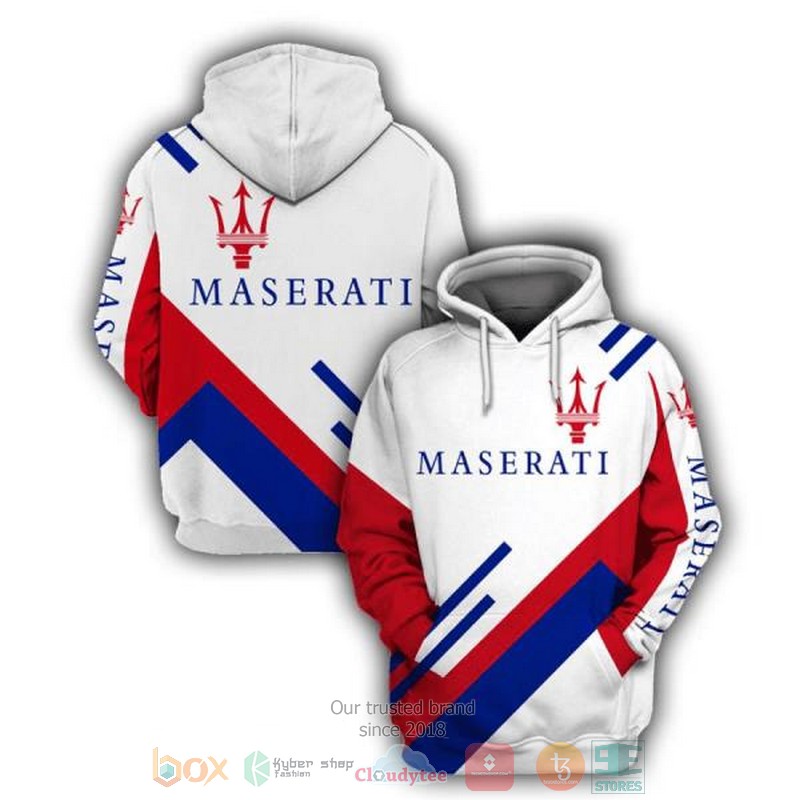 Maserati company white 3D shirt hoodie