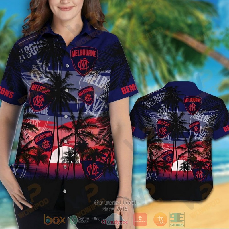 HOT Melbourne Demons Hawaiian Shirt and shorts 3 Melbourne Demons Hawaiian Shirt and shorts 1 2