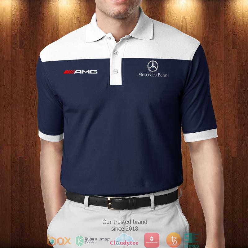 Mescedes Benz White Navy Polo Shirt 4 Mescedes Benz White Navy Polo Shirt
