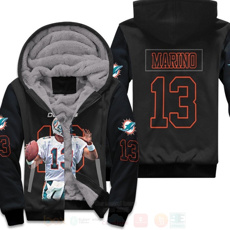 Miami Dolphins Dan Marino 13 NFL Black 3D Fleece Hoodie