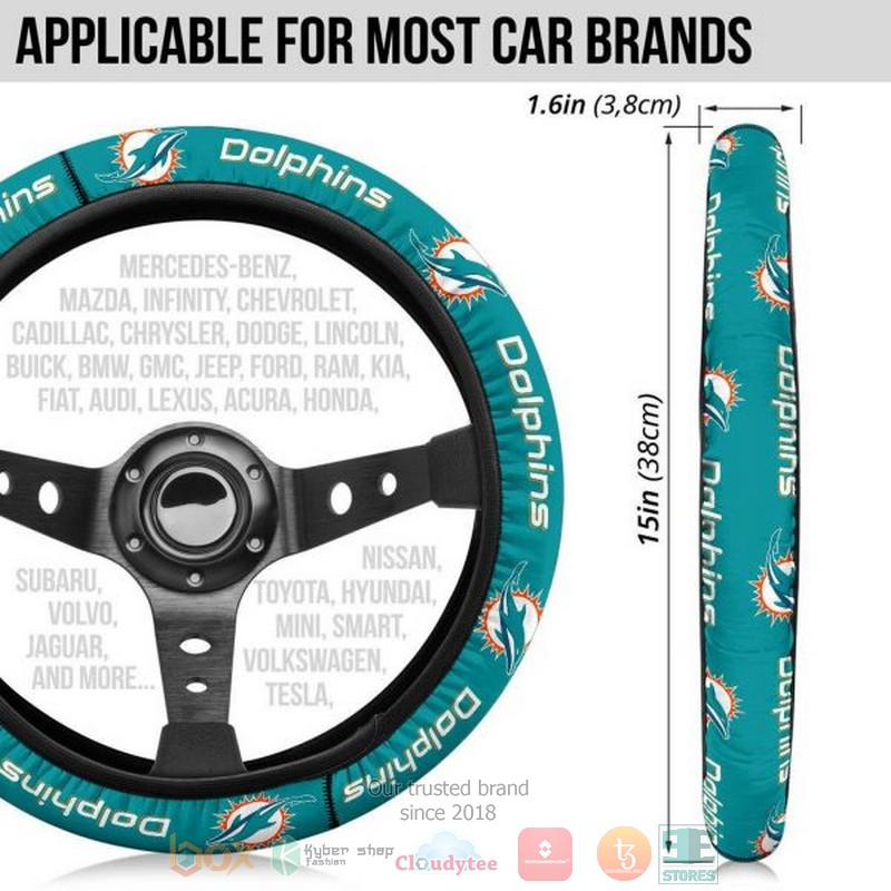 HOT Miami Dolphins steering wheel cover 3 Miami Dolphins steering wheel cover 1 2