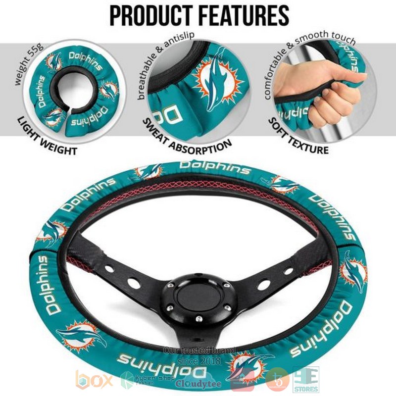 HOT Miami Dolphins steering wheel cover 5 Miami Dolphins steering wheel cover 1 2 3 4