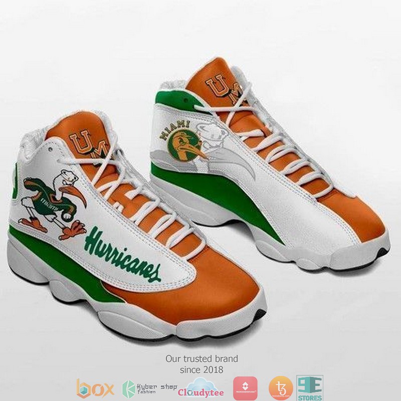 Miami Hurricanes football NCAA teams big logo Air Jordan 13 Sneaker Shoes 1 Miami Hurricanes football NCAA teams big logo Air Jordan 13 Sneaker Shoes