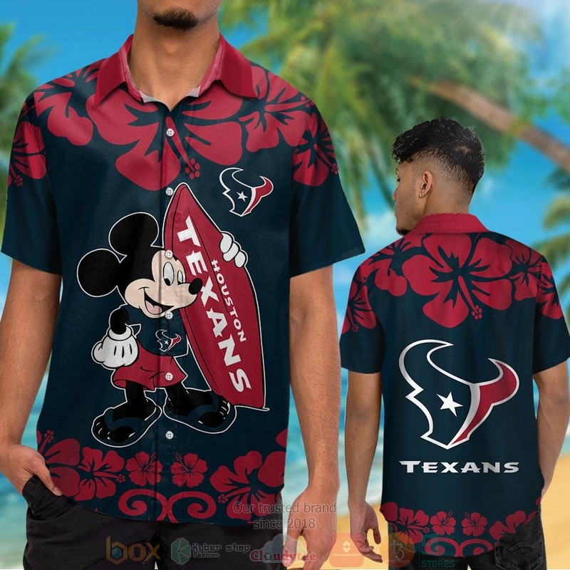 HOT Mickey Mouse Houston Texans hawaiian shirt and shorts 2 Mickey Mouse Houston Texans hawaiian shirt and shorts 1