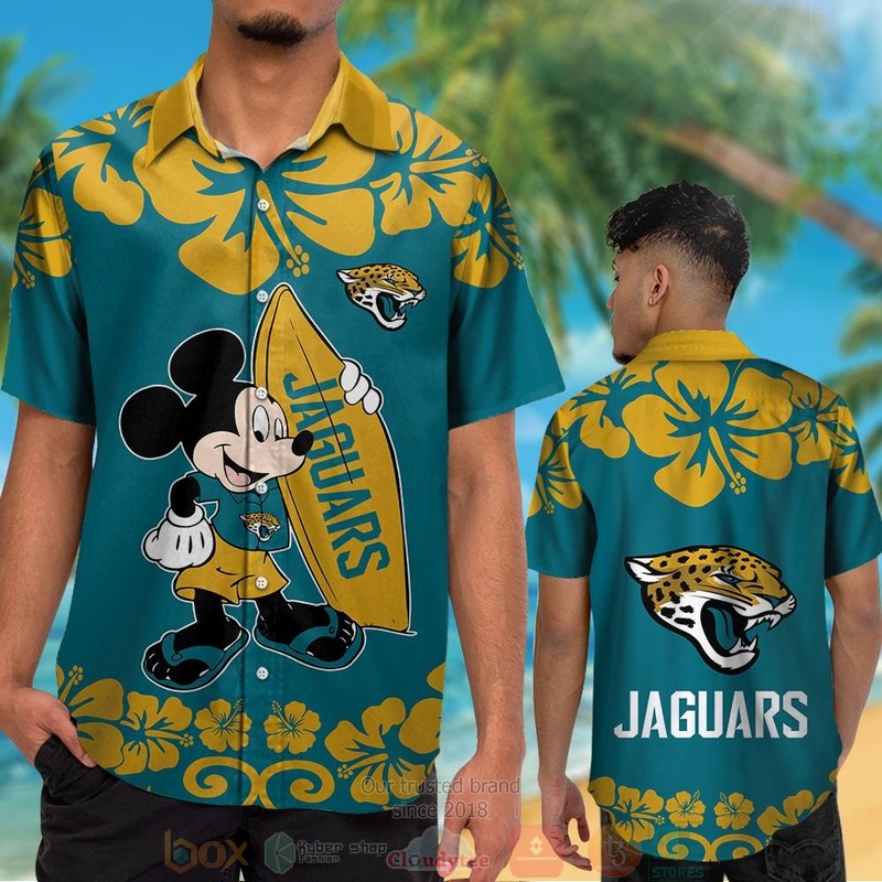 HOT Mickey Mouse Jacksonville Jaguars hawaiian shirt and shorts 2 Mickey Mouse Jacksonville Jaguars hawaiian shirt and shorts 1