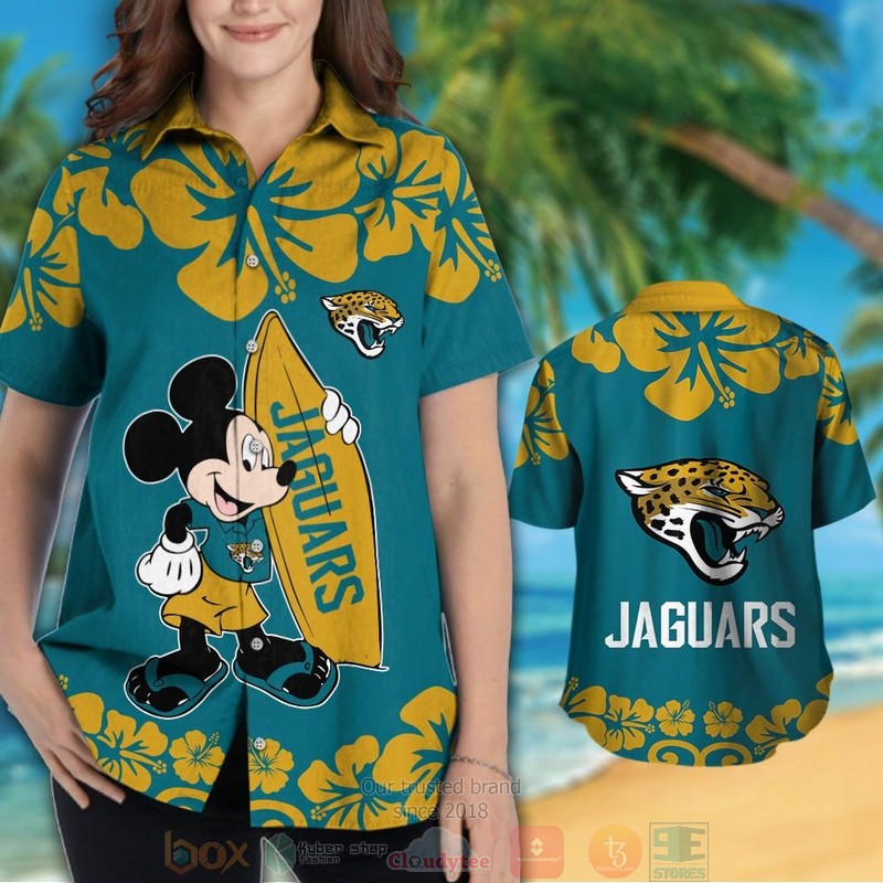HOT Mickey Mouse Jacksonville Jaguars hawaiian shirt and shorts 3 Mickey Mouse Jacksonville Jaguars hawaiian shirt and shorts 1 2
