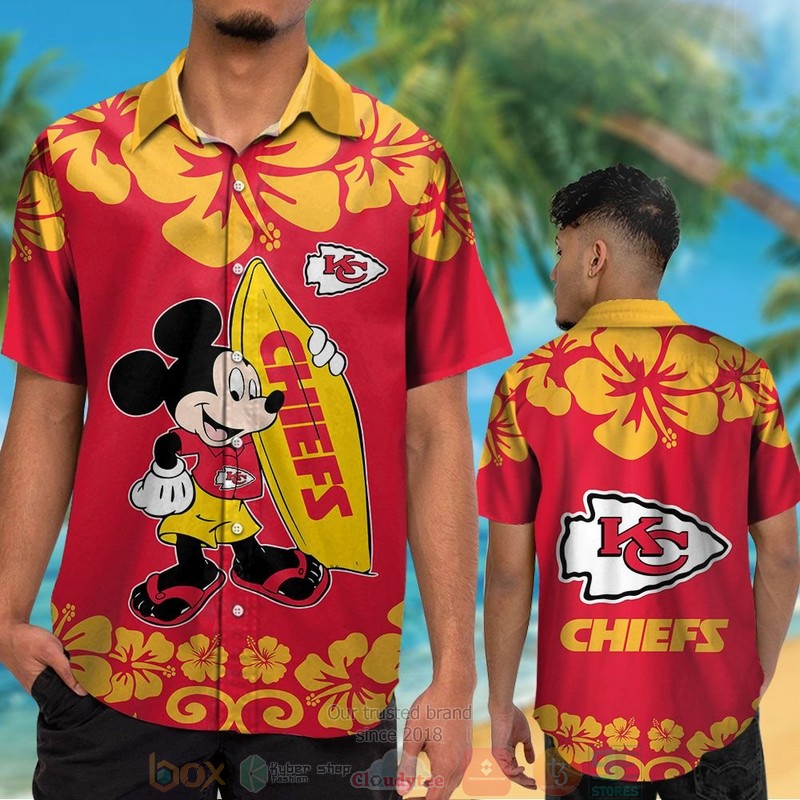 HOT Mickey Mouse Kansas City Chiefs hawaiian shirt and shorts 2 Mickey Mouse Kansas City Chiefs hawaiian shirt and shorts 1