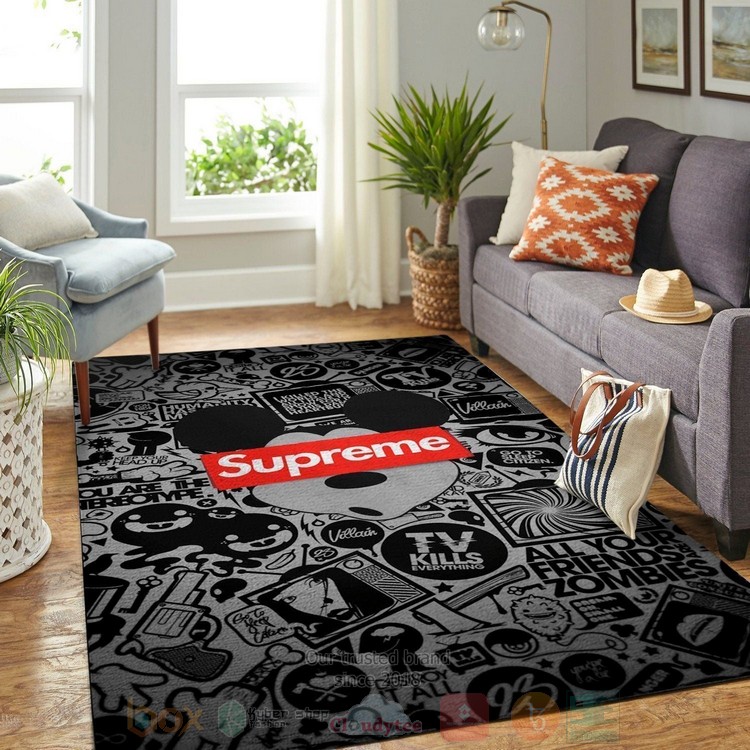 Mickey Mouse Supreme Black Grey Inspired Rug