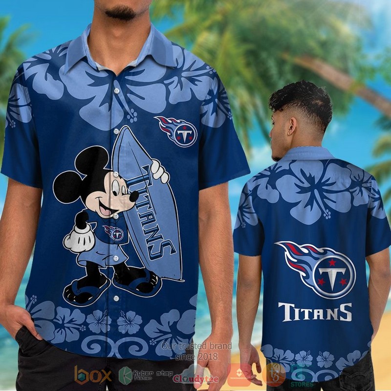 HOT Mickey Mouse Tennessee Titans hawaiian shirt and shorts 2 Mickey Mouse Tennessee Titans hawaiian shirt and shorts 1