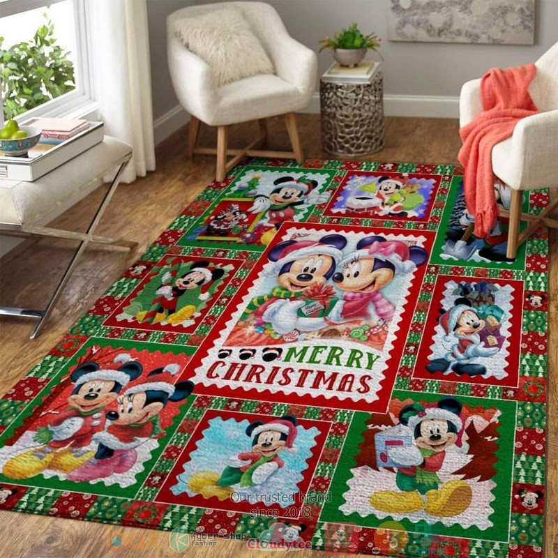 Mickey and Minnie Mouse Merry Christmas Rug Carpet 2 Mickey and Minnie Mouse Merry Christmas Rug Carpet