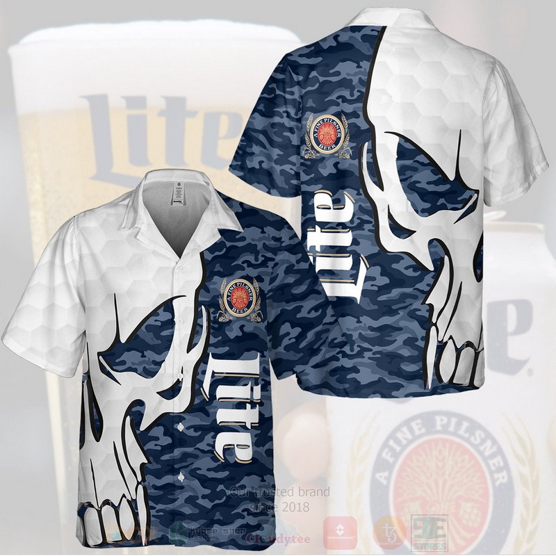 Miller Lite A Fine Pilsner Beer Skull Hawaiian Shirt