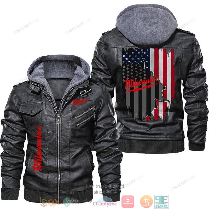 Milwaukee US Flag Leather Jacket