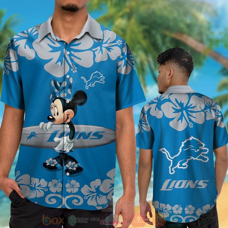 HOT Minnie Mouse Detroit Lions hawaiian shirt and shorts 2 Minnie Mouse Detroit Lions hawaiian shirt and shorts 1