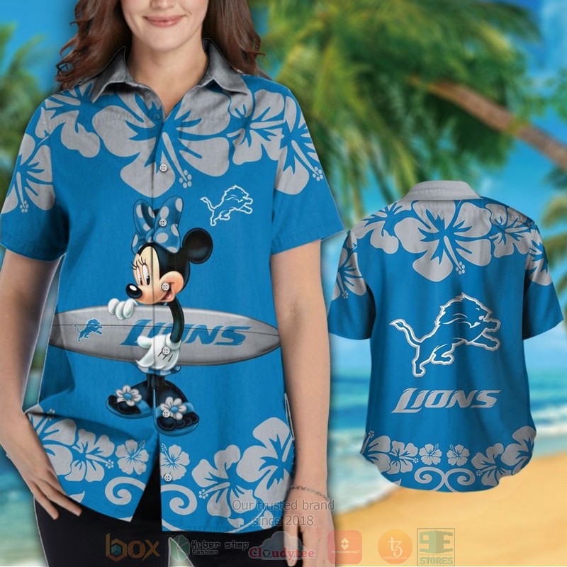 HOT Minnie Mouse Detroit Lions hawaiian shirt and shorts 3 Minnie Mouse Detroit Lions hawaiian shirt and shorts 1 2