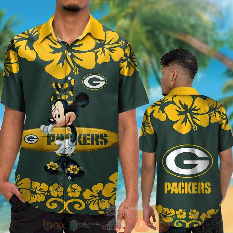 HOT Minnie Mouse Green Bay Packers hawaiian shirt and shorts 2 Minnie Mouse Green Bay Packers hawaiian shirt and shorts 1