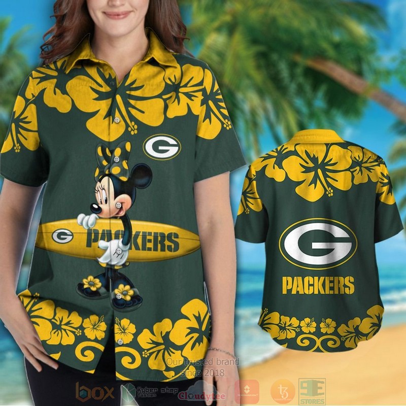 HOT Minnie Mouse Green Bay Packers hawaiian shirt and shorts 3 Minnie Mouse Green Bay Packers hawaiian shirt and shorts 1 2