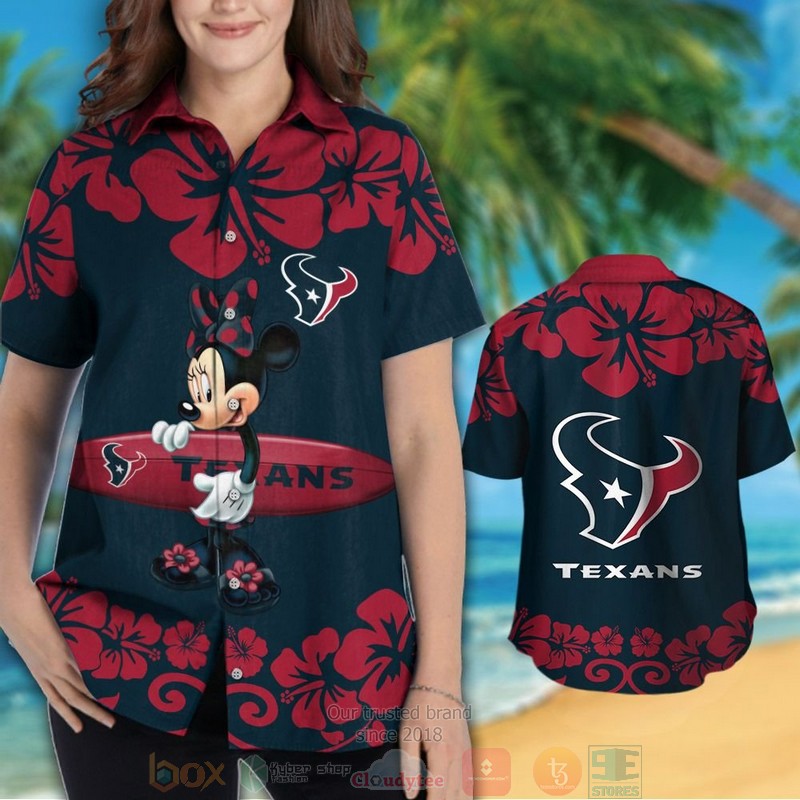 HOT Minnie Mouse Houston Texans hawaiian shirt and shorts 3 Minnie Mouse Houston Texans hawaiian shirt and shorts 1 2