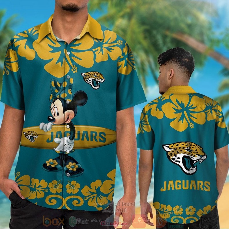 HOT Minnie Mouse Jacksonville Jaguars hawaiian shirt and shorts 2 Minnie Mouse Jacksonville Jaguars hawaiian shirt and shorts 1