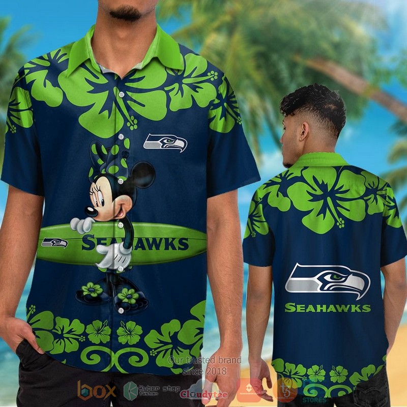 HOT Minnie Mouse Seattle Seahawks hawaiian shirt and shorts 2 Minnie Mouse Seattle Seahawks hawaiian shirt and shorts 1