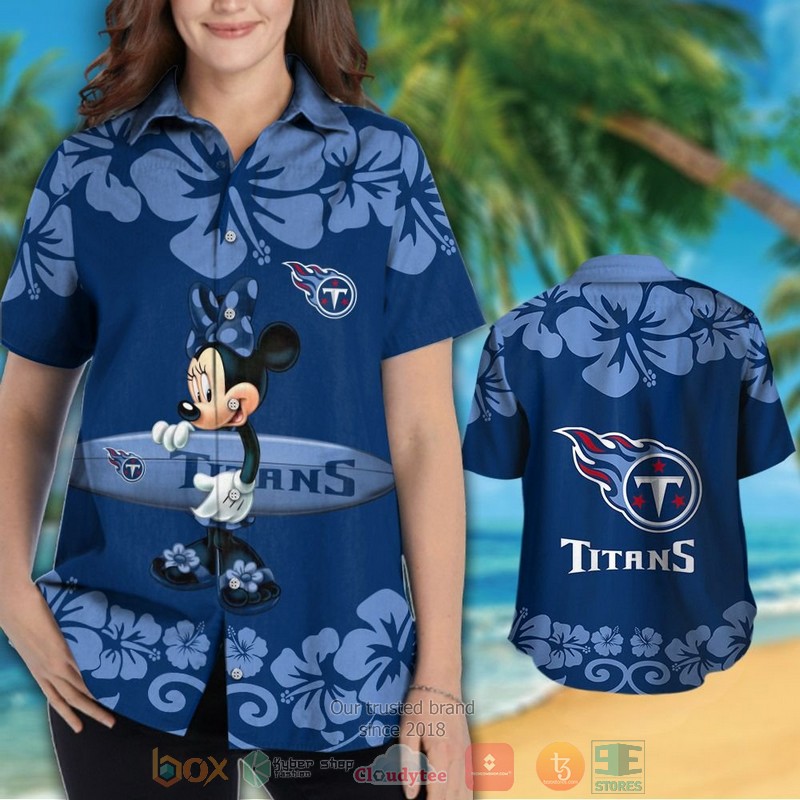HOT Minnie Mouse Tennessee Titans hawaiian shirt and shorts 3 Minnie Mouse Tennessee Titans hawaiian shirt and shorts 1 2