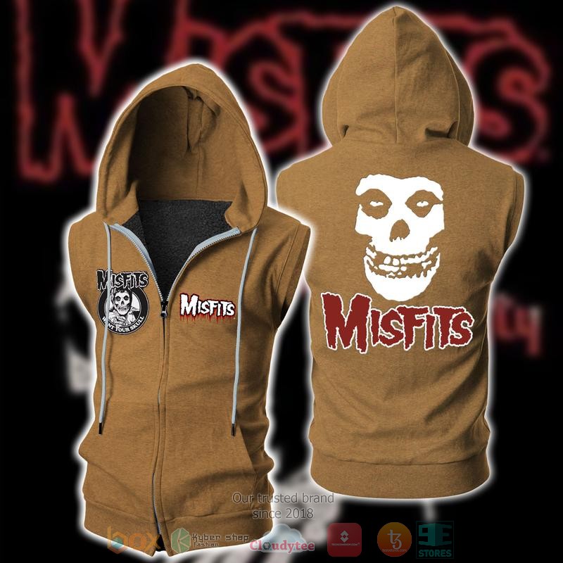 Misfits Punk Rock Band Sleeveless zip vest leather jacket