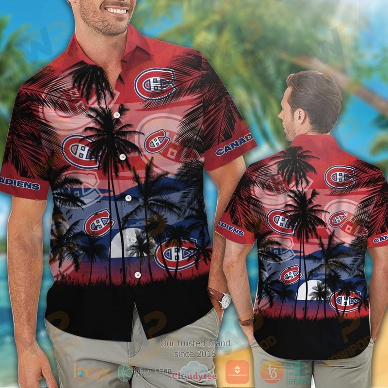 HOT Montreal Canadiens Hawaiian Shirt and shorts 2 Montreal Canadiens Hawaiian Shirt and shorts 1