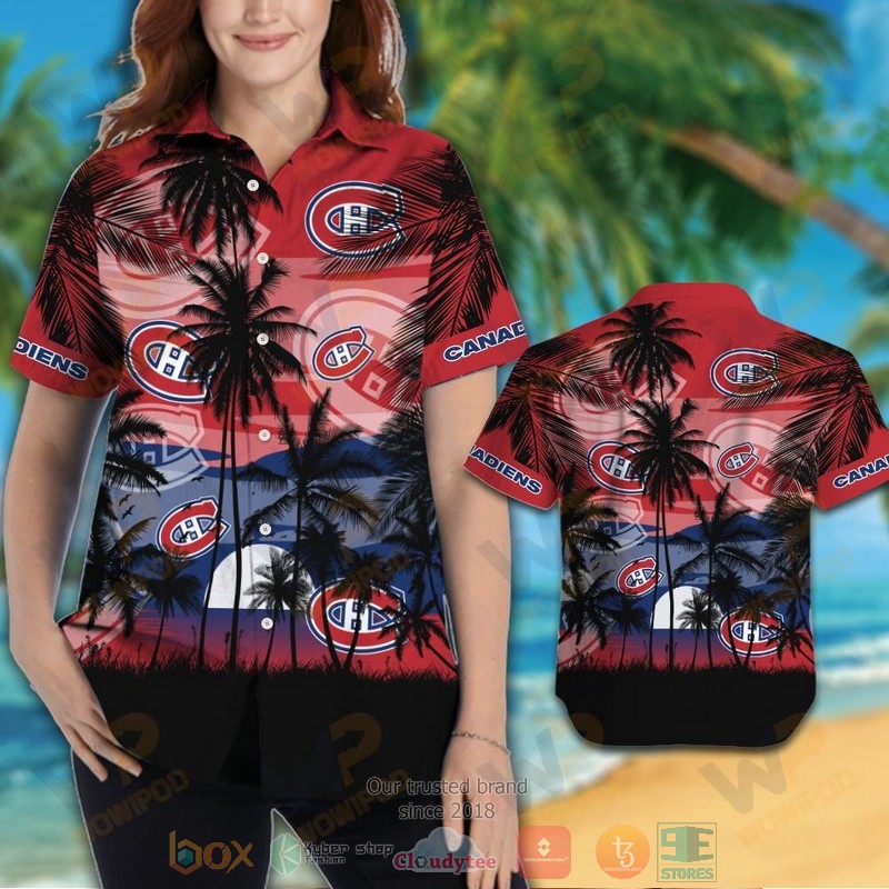 HOT Montreal Canadiens Hawaiian Shirt and shorts 3 Montreal Canadiens Hawaiian Shirt and shorts 1 2