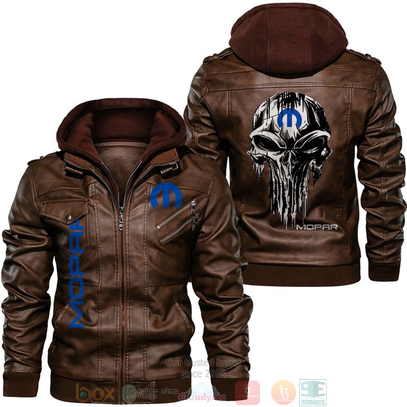 NEW Mopar white The Punisher skull Leather Jacket 2 Mopar white The Punisher skull Leather Jacket 1