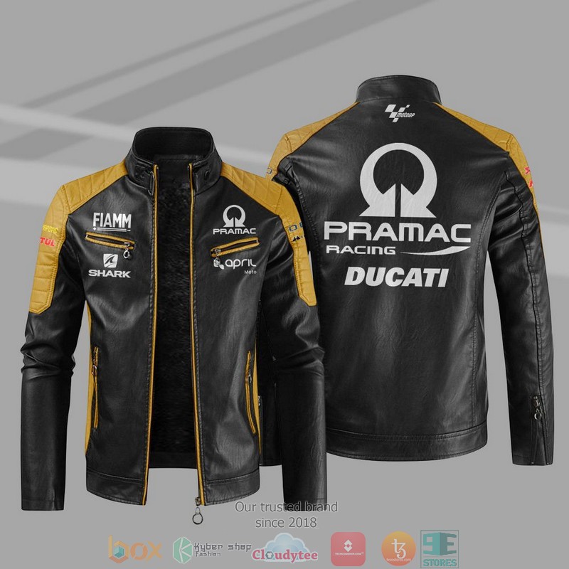 Motogp Pramac Racing Team Block Leather Jacket 4 Motogp Pramac Racing Team Block Leather Jacket 1 2 3
