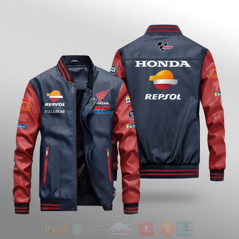 Motogp Repsol Honda Team Leather Bomber Jacket 1